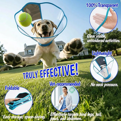 Comfy Dog Cone Collar for Dogs to Stop Licking, Soft Transparent E Collar for Small Dogs After Surgery, Extra-Long Recovery Cones, Durable & Easy-Clean Pet Neck Collar, Lightweight Cone(Blue-Green, S)
