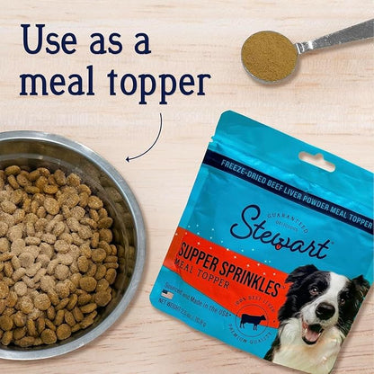 Stewart Supper Sprinkles Dog Food Topper, Beef Liver, 2.5 Ounce Resealable Bag, High Protein