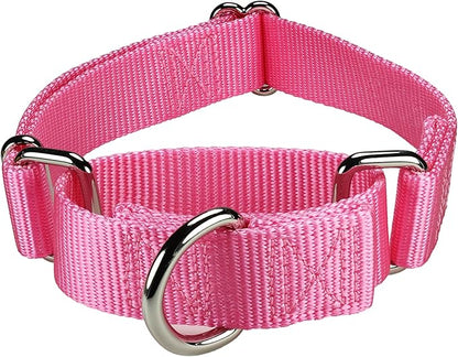 Mikivery Martingale Dog Collar Nylon Adjustable and Safety Training Colourful Comfortable Metal Buckle Pet Collars for Small Medium and Large Dogs(BabyPink,M)