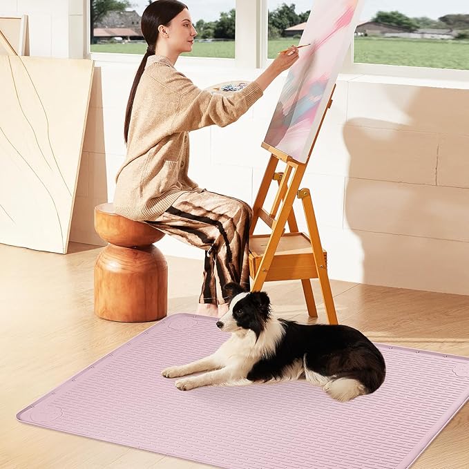 Pee Pads for Dogs, 34" x 22" Extra Large Reusable Silicone Mat, Washable Puppy Training Pads for Potty Training, Non-Slip, Leak-Proof, Indoor Floor Protection (Pink)