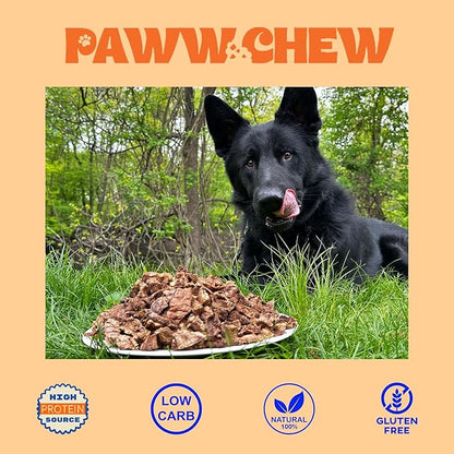 PAWW CHEW Beef Lung Dog Treats - 100% Natural, Single Ingredient, (1 Pound) Made in the USA, Dried & Dehydrated, High Protein, High Value Dog Training Treats, Grain Free, Low-Odor Free for All Breeds