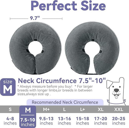 Loflaze Soft Inflatable Dog Cone Alternative - Neck Donut E Collar for Large, Medium, Small Dogs & Cats - Post Surgery Recovery Collar to Stop Licking - Grey