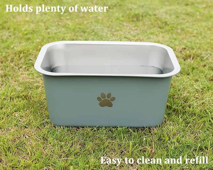 1.2 Gallons 20 Cup Non Slip Stainless Steel Large Dog Water Bowls, Outdoor Metal Dog Bowls Large Breed, High Capacity Water Bowl for Big Giant Huge Dogs, Grey