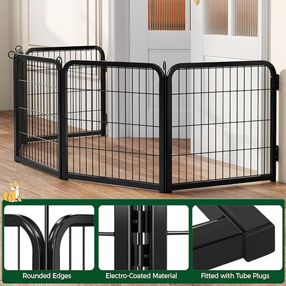 Yaheetech Dog Playpen, 24 inch 4 Panels Dog Pen for Indoor Heavy Duty Puppy Exercise Pen Metal Pet Fence for RV Camping/Yard/Garden