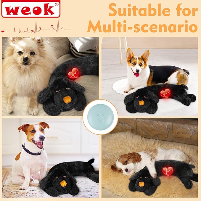 WEOK Heartbeat Puppy for Dogs-for Separation Anxiety Relief, Heartbeat Stuffed Animal Anxiety Calming Behavioral Aid Plush Toy for Dogs Cats Pets