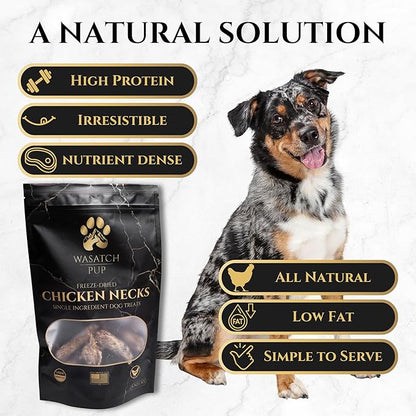 Freeze Dried Chicken Necks Dog Treats | 100% All Natural Real Chicken Training Treats for Dogs | Promotes Good Dental & Joint Health | USDA Approved and Made in The USA (5-8 Necks Pack)
