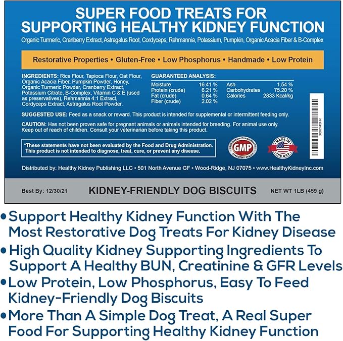 Kidney Restore Dog Treats with Hard Copy Special Report Kidney Support Chew Biscuit Cleanse Renal Canine Cookie for Kidneys
