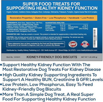 Kidney Restore Dog Treats with Hard Copy Special Report Kidney Support Chew Biscuit Cleanse Renal Canine Cookie for Kidneys