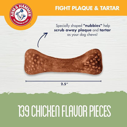Arm & Hammer for Pets Nubbies Dental Treats Value Size - Baking Soda & Calcium Dog Dental Chews, Helps Scrub Plaque & Tartar While Chewing, Chicken Flavor, 139 Count, 52.8 Oz