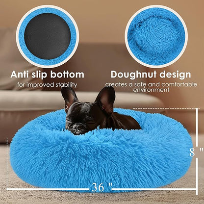Extra Large Dog Beds, 36 Inch Human Dog Anxiety Relief Comfort Bed, Indestructible & Chew Proof Pet Beds (Light Blue)