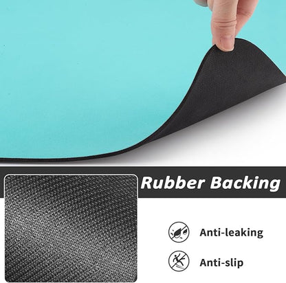 HotLive Dog Food Mat - Absorbent Cat Mat for Food and Water, No Stains Pet Feeding Bowl Mat, Easy to Clean Pet Placemats, Quick Dry Dog Water Dispenser Mat for Messy Drinkers | Paw Teal 16"x 24"