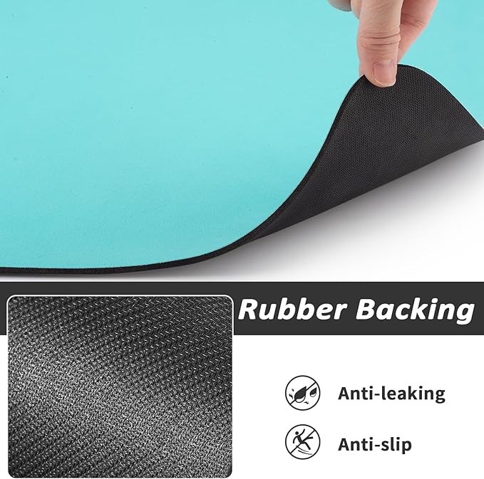 HotLive Dog Food Mat - Absorbent Cat Mat for Food and Water, No Stains Pet Feeding Bowl Mat, Easy to Clean Pet Placemats, Quick Dry Dog Water Dispenser Mat for Messy Drinkers | Teal 24"x36"