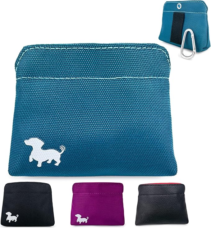 Small Dog Treat Pouch – Slim Magnetic Pocket Dog Treat Bag for Walking & Training – Discreet Clip On Treat Pouch for Leash, Waistband or Pocket – Mess Free Storage (Turquoise)