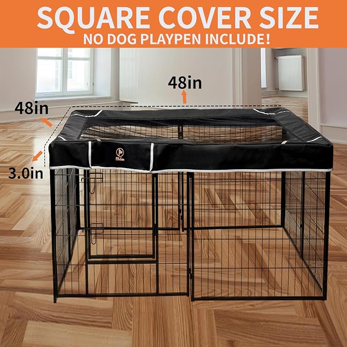 PJYuCien Rectangle Playpen Bottom Pad- Stabilize The Dog Play Pen, Fits 8 Panels 24" Width Metal Dog Playpen -24"x72" Assembly Size 600D Oxford Cloth Waterproof Playpen Bottom (Only Bottom Pad)