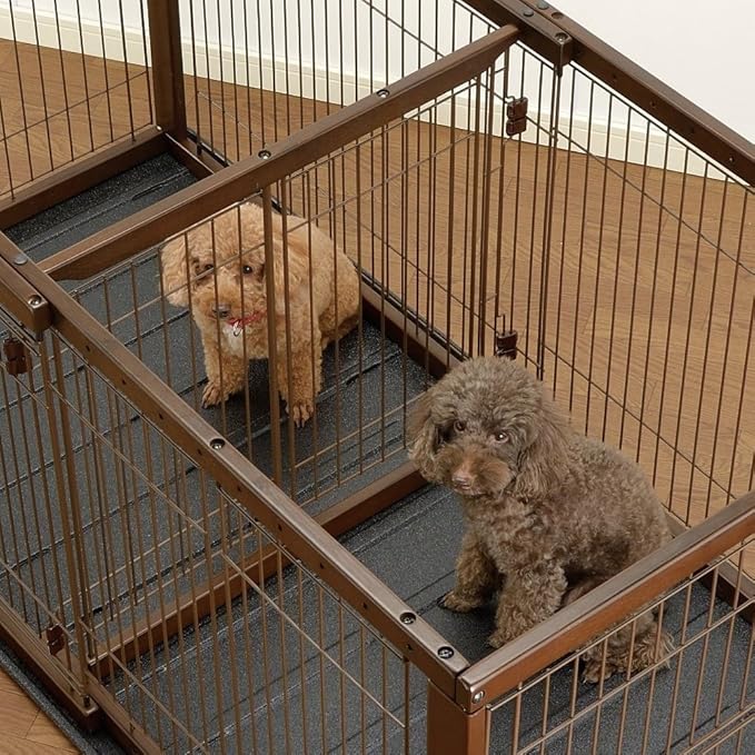 Richell Expandable Pet Crate with Floor Tray, Small, Dark Brown