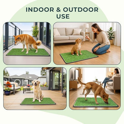 BurgeonNest Dog Grass Pad with Tray 35"x24", Includes Reusable Artificial Turf for Dog Litter Box, Ultra-Absorbent Washable Pee Pad & EVA Material Tray for Balcony, Apartment & Indoor/Outdoor Use