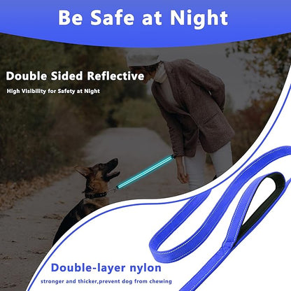 Dog Leash 5ft Long, Double Handle Dog Leash for Safety Control Training, Heavy Duty Dog Leads with Traffic Padded Handles, Reflective Leashes for Small Medium Large Dogs(5ft, Navy Blue)