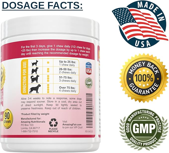 Amazing Cranberry for Dogs Pet Antioxidant, Urinary Tract Support Prevents and Eliminates UTI in Dogs, 90 Bacon Soft Chews