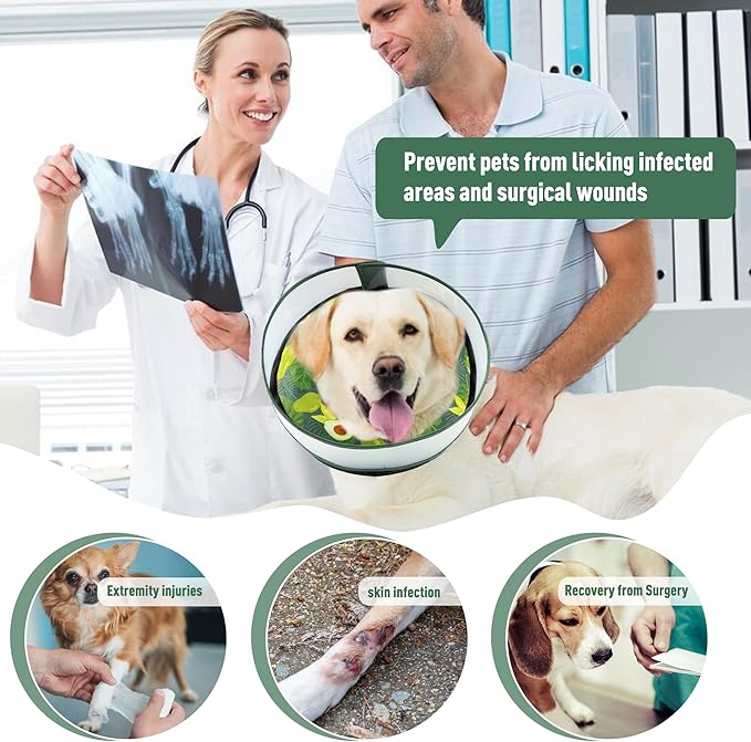 Inflatable Dog Cone, Soft Dog Cone Collar After Surgery for Alternative with Enhanced Anti-Licking Guard Shield Adjustable Detachable, Elizabethan Collar (XL, Avocado)