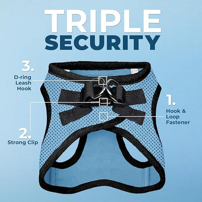 Best Pet Supplies Voyager Step-in Air All Weather Mesh Harness and Reflective Dog 5ft Leash Combo with Neoprene Handle, for Small, Medium and Large Breed Puppies - Set (Baby Blue/Black Trim), Small