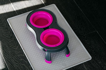 Dexas Pets Double Elevated Pet Feeder, Fuchsia, Small/1 Cup Capacity Bowls (PW1004322405) (Pack of 2)