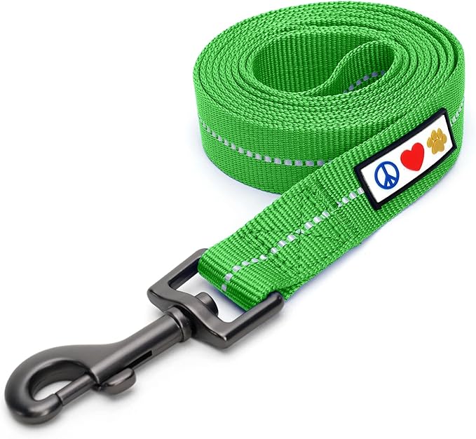 Pawtitas Green Dog Leash 6 ft M/L Reflective Durable Lightweight Recycled Lead for Medium or Large Dogs and Puppies