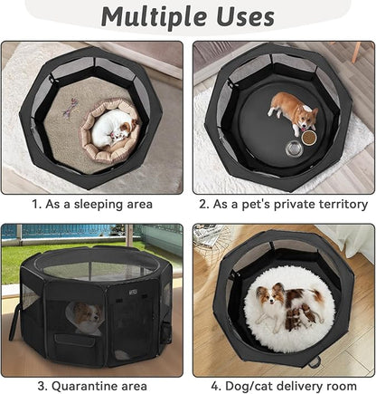 PETSFIT 45.5" Dog Playpen Indoor/Outdoor-Jump-Proof 28.5" Height with Removable Waterproof Mat & Zippered Roof | RV, Camping, Travel Dog Pen | Whelping & Cat Observation Space(45.5"L x 45.5"W x 28.5H)
