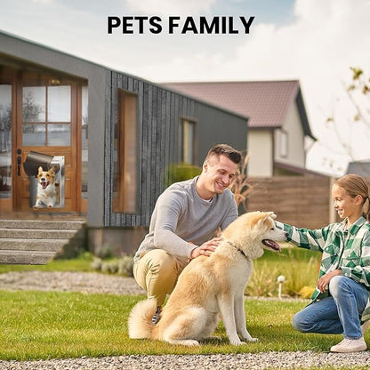 Dog Door All Aluminum Medium, Doggy Doggie Cat Door, Heavy Duty Pet Door for Install in Interior Exterior Doors or Wall, 2 Magnetic Flaps, Energy Efficient, Closing Panel for Pets Up to 45Lb