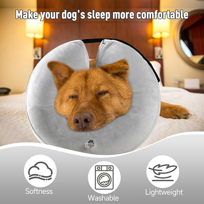 Inflatable Dog Cone, Soft Dog Cone Collar After Surgery for Alternative with Enhanced Anti-Licking Guard Shield Adjustable Detachable, Elizabethan Collar (L, Gray)