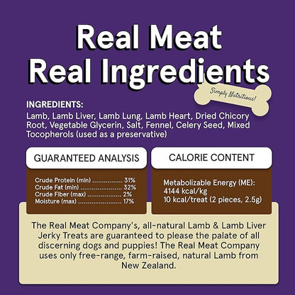 Real Meat Dog Treats - Three 12oz Bag of Bite-Sized Air-Dried Lamb & Liver Jerky for Dogs - Grain-Free Jerky Dog Treats Made up of 95% Quality, Free-Range, Grass Fed Lamb - All-Natural Dog Treats