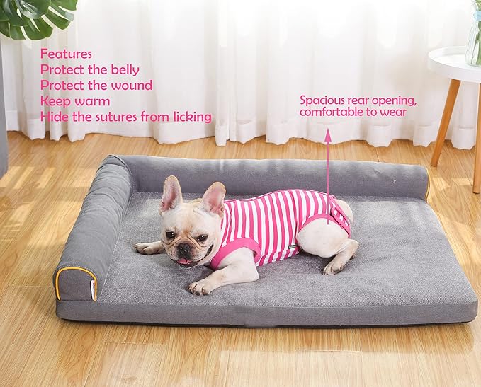 Dog Recovery Suit Post Surgery Shirt,Medium Female Spay Wound Protective Suit,Pink M