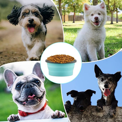 Luter 2 Pieces Collapsible Dog Bowls Silicone Food Water Travel Bowl with Lids Portable Expandable Pet Feeding Watering Cup Dish for Walking Kennels Camping 350ml (12x12x3cm) (Gray & Blue)…