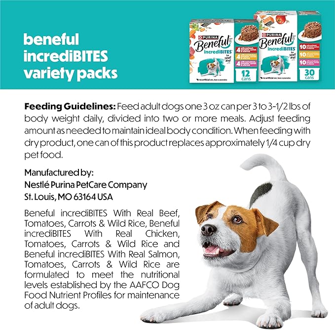 Purina Beneful Small Breed Wet Dog Food Variety Pack, IncrediBites - (2 Packs of 12) 3 oz. Cans