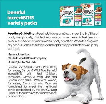 Purina Beneful Small Breed Wet Dog Food Variety Pack, IncrediBites - (2 Packs of 12) 3 oz. Cans