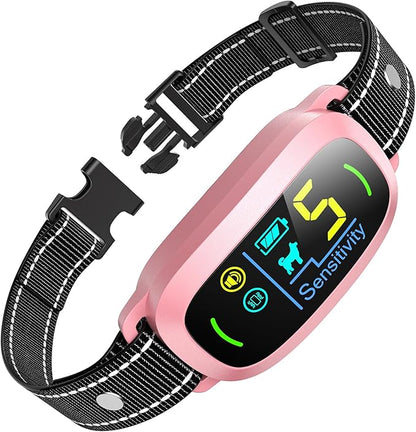 FAFAFROG Dog Bark Collar for Large Medium Small Dogs, Rechargeable Smart Bark Collar, Anti Barking Training Collar with 5 Adjustable Sensitivity Beep Vibration (Pink)