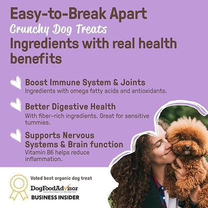 CookiePal Sweet Potato Dog Treats with Flaxseed, Crunchy Human Grade USDA Organic Puppy Treats for Training, Biscuits, 10oz (Pk of 3)