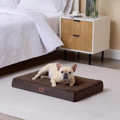 EHEYCIGA Orthopedic Foam Dog Bed for Large Dogs, 35"L x 23"W x 3.5"Th, Brown