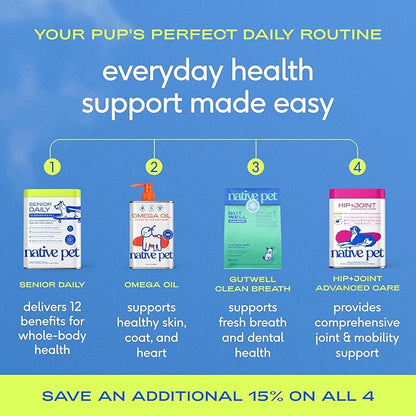 Native Pet Senior Daily Dog Vitamins & Supplements – 12-in-1 Dog Multivitamin Powder for Senior Dogs – Supports Mobility, Cognition, Digestion, Immune Health & More – 30 Scoops