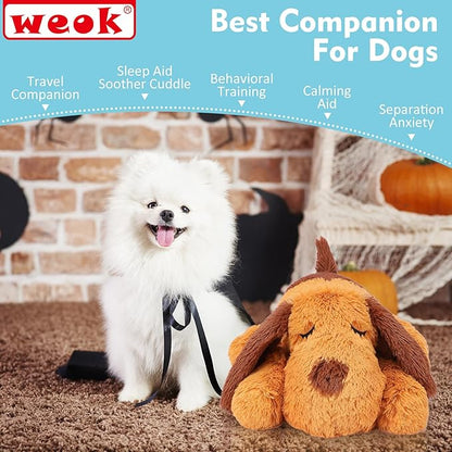 WEOK Heartbeat Puppy Toy, Comfort Cuddler Pillow, Dog Anxiety Relief Calming Aid,Heartbeat Stuffed Toy for Dogs,Puppy Heartbeat Toy Sleep Aid,Dog Heartbeat Toy for Pet
