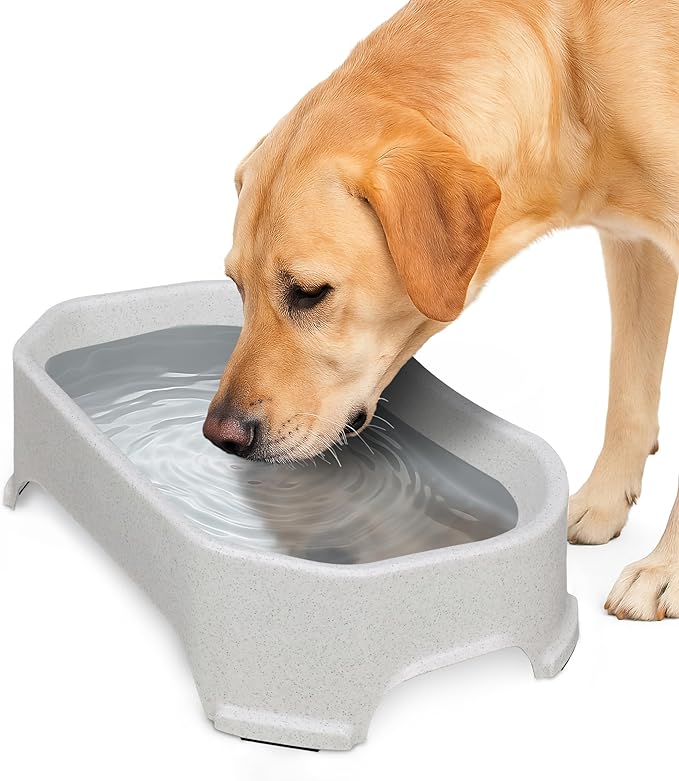 Neater Pet Brands Extra Large Water Bowl for Dogs, Outdoor Dog Water Bowl (1.25 Gallon XL Capacity), Big Trough Style Food Dish for Indoors or Outside, No Spill Large Dog Bowls, Vanilla Bean