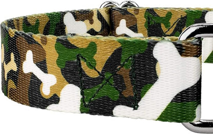 Country Brook Petz - Woodland Bone Camo Martingale Dog Collar and Leash - Camouflage Collection Featuring Rugged Designs (1 Inch, Medium)