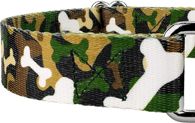 Country Brook Petz - Woodland Bone Camo Martingale Dog Collar and Leash - Camouflage Collection Featuring Rugged Designs (1/2 Inch, 2XS)