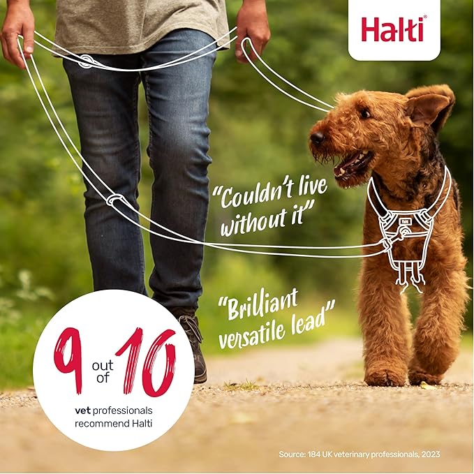 Halti Training Leash - Multifunctional Double-Ended Dog Leash, Ideal for Anti-Pulling Dog Training. Lightweight, Soft & Durable. Suitable for Medium to Large Dogs & Puppies (Size Large, Black, 2m)