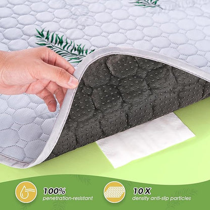 WanpeeGoo Washable Pee Pads for Dogs, 2Pack Reusable Puppy Pads, Super Absorbent & Leakproof Dog Pads, Anti-Slip Dog Pee Pads for Puppy Training & Incontinence, Leaf Pattern 36"x36"