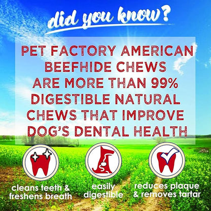 Pet Factory American Beefhide 5in Twist Sticks Dog Dental Chews - Natural Rawhide Dental Chews for Small to Medium Dogs, Promotes Oral Health - Natural, 5 Inches (1 lb Pack)
