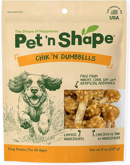 Pet 'n Shape Chik 'n Rice Dumbbells - All Natural Dog Treats, Chicken, 8 oz, 10408