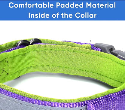 Pawtitas Lumberjack Padded Martingale Collar for Dogs | Soft Neoprene Dog Collar for Your pet's Comfort Made with Reflective Band for Maximum Visibility | Fits Small and Large Pets - Medium Purple