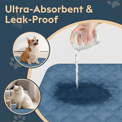 FunFurry Washable Pee Pads for Dogs - 2 Pack Reusable Pee Pads，Waterproof Puppy Pads，Pet Training Pads，Super Absorbent with Dog Paw Shape Non-Slip Backing (Blue, 24" X 36" - 2 Pack)