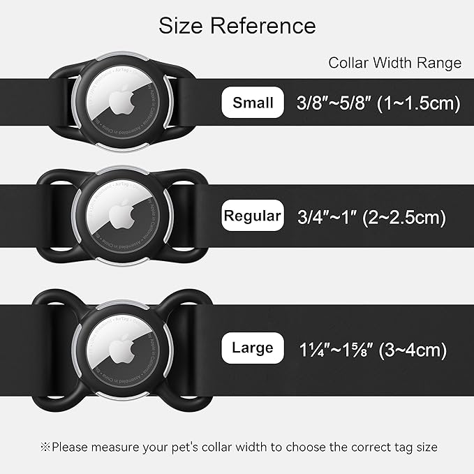 Waterproof Airtag Holder for Dog Collar, Soft Full-Body Protective Airtag Holder for Dog & Cat Collars, Ultra-Durable, Easy Installation, Lightweight Clear Airtag Case (Black, Small)