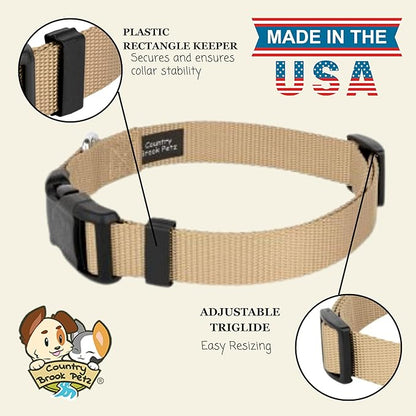 Country Brook Petz - Everyday Nylon Dog Collar for Large, Medium, and Small Dogs and Puppies - for Everyday Use in 10+ Warm Colors (3XS, 3/8 Inch Wide, Copper Gold)